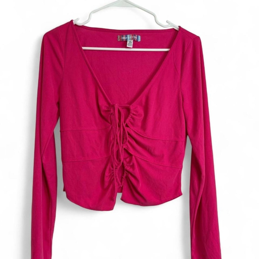 Urban Outfitters pink long sleeve crop top